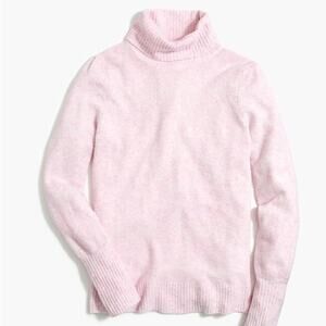 J Crew Puff Sleeve Sweater Womens Small Pastel Pink Extra Soft Yarn Turtleneck